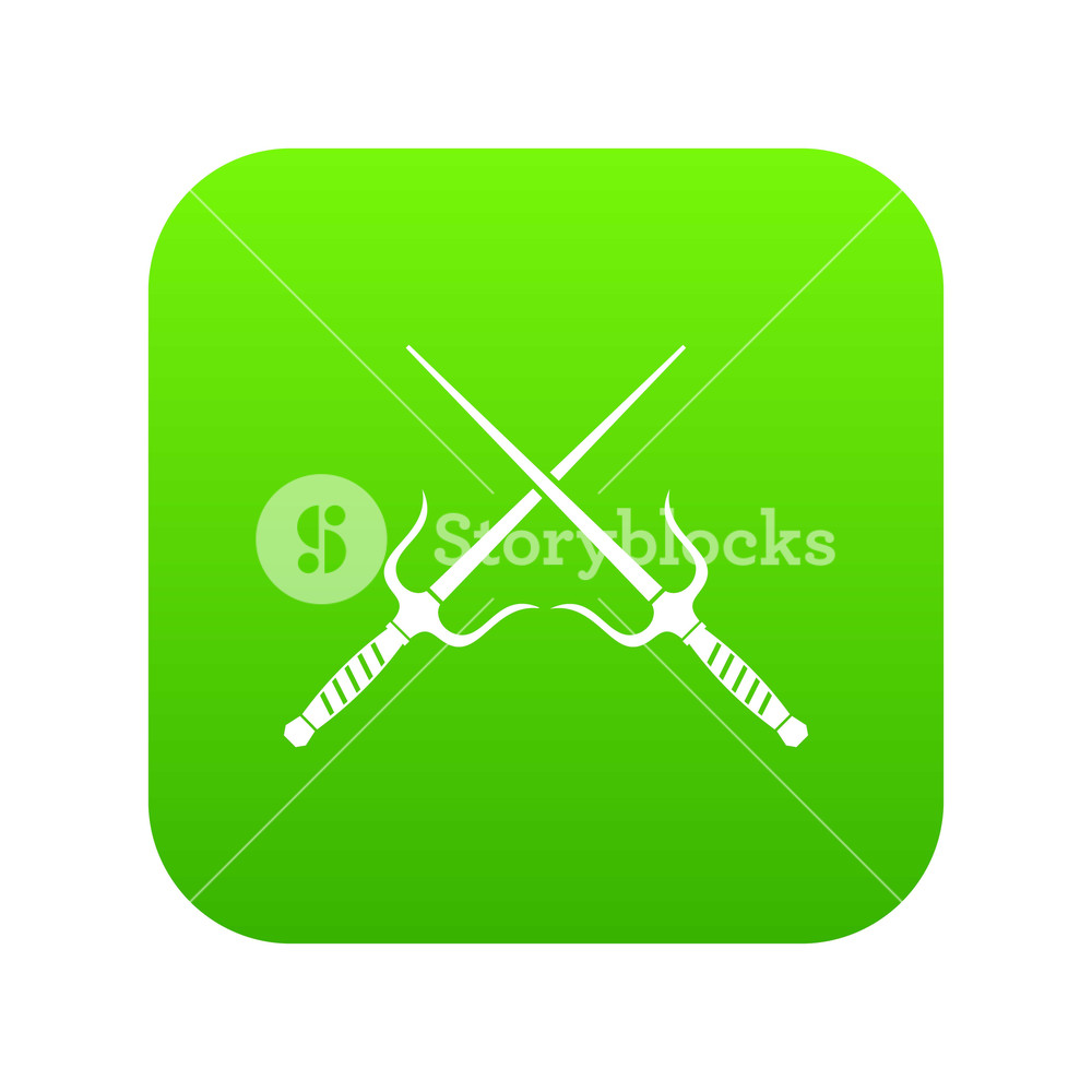 1000x1000 Pair Of Sai Icon Digital Green For Any Design Isolated On White