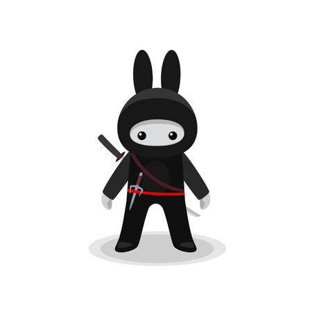 450x450 Vector Illustration Of Standing Cute Bunny Ninja With Sai