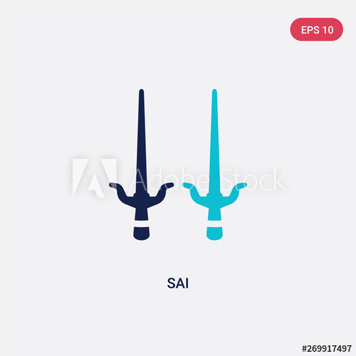 500x500 Two Color Sai Vector Icon From Asian Concept Isolated Blue Sai