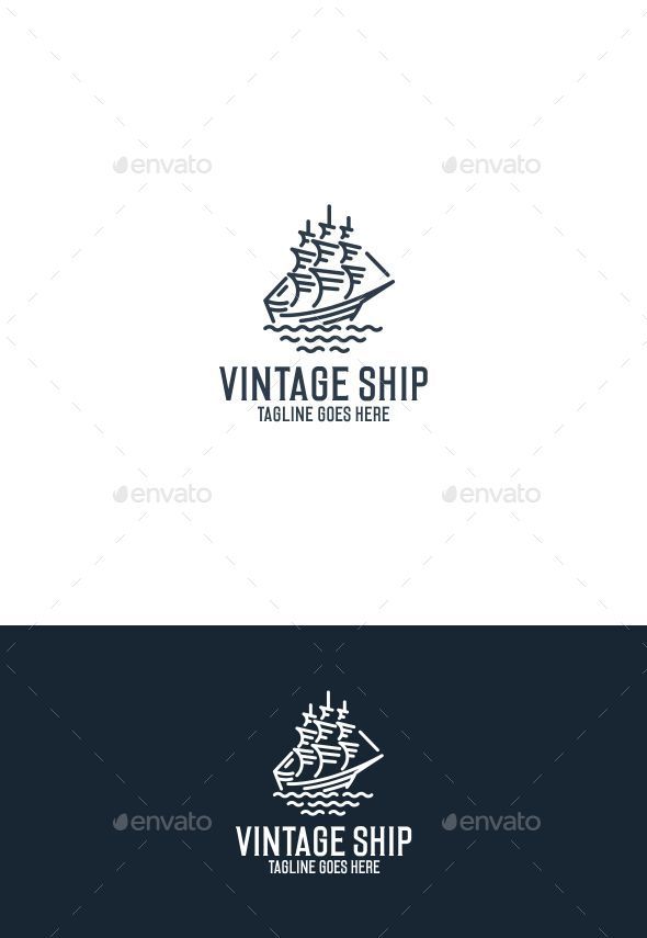 590x855 Vintage Ship Logo Template Vector Illustrator Logo
