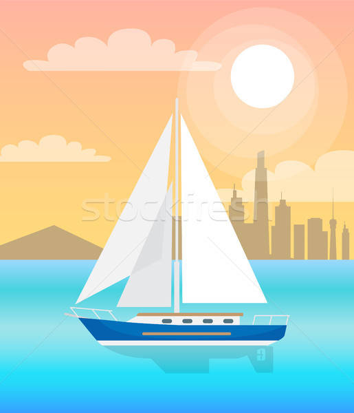 515x600 Sail Boat With Sails Blue Water