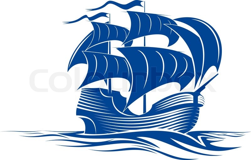 800x510 Sail Ship In Ocean Water For Travel Or Stock Vector Colourbox
