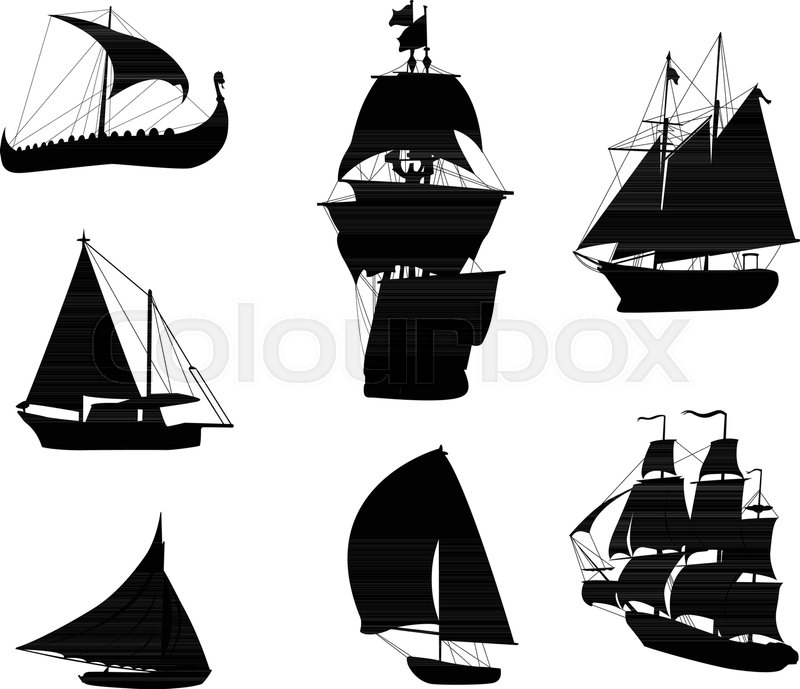 800x689 Silhouettes Of Historic Sailing Ships Stock Vector Colourbox
