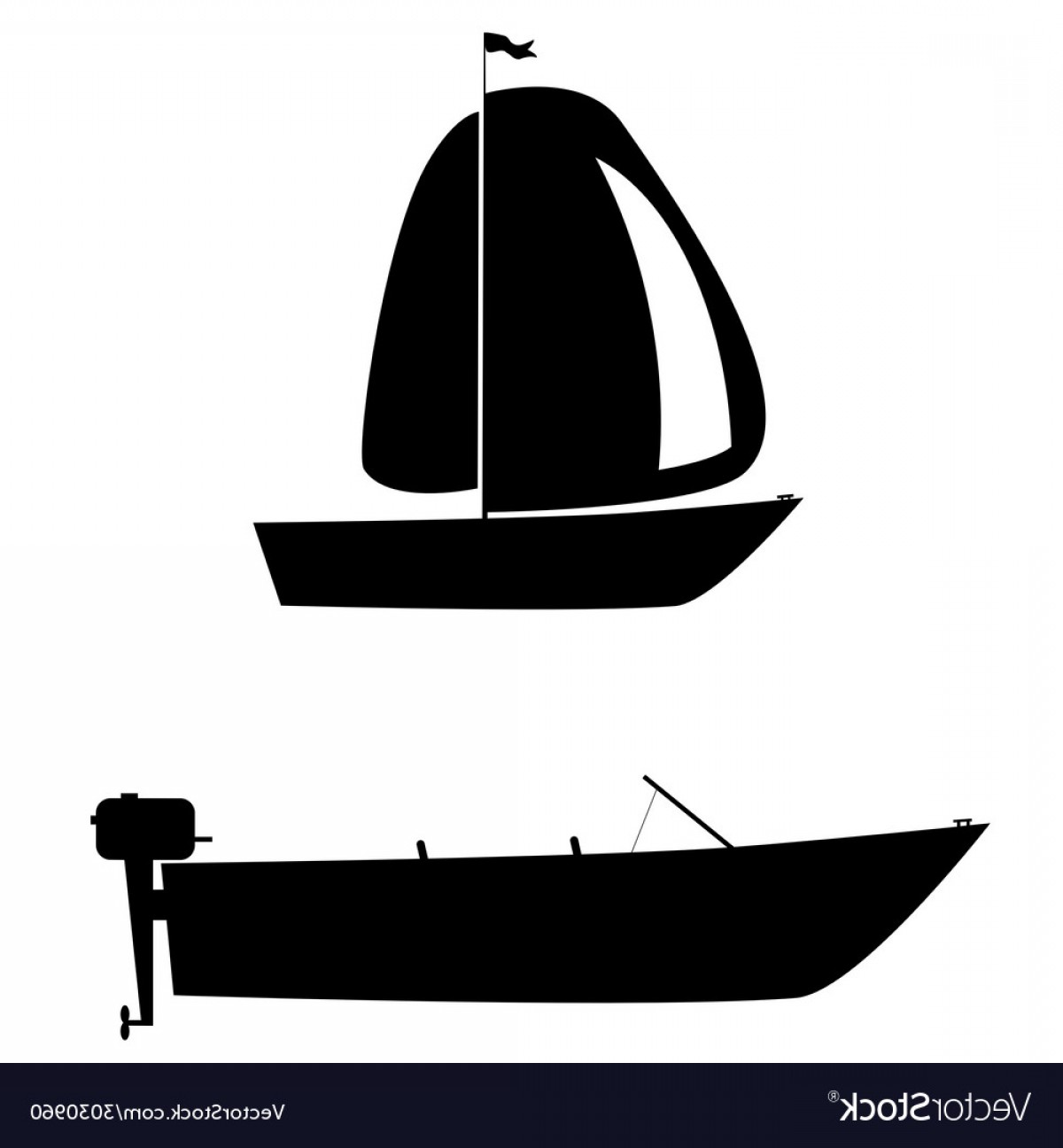 1200x1296 Boat Two Black Silhouette Vector Studiogrfx