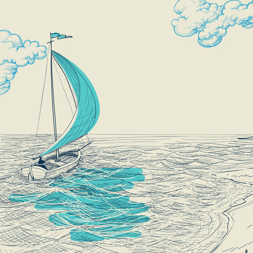 500x500 Hand Drawn Sailboat Vector Free Download