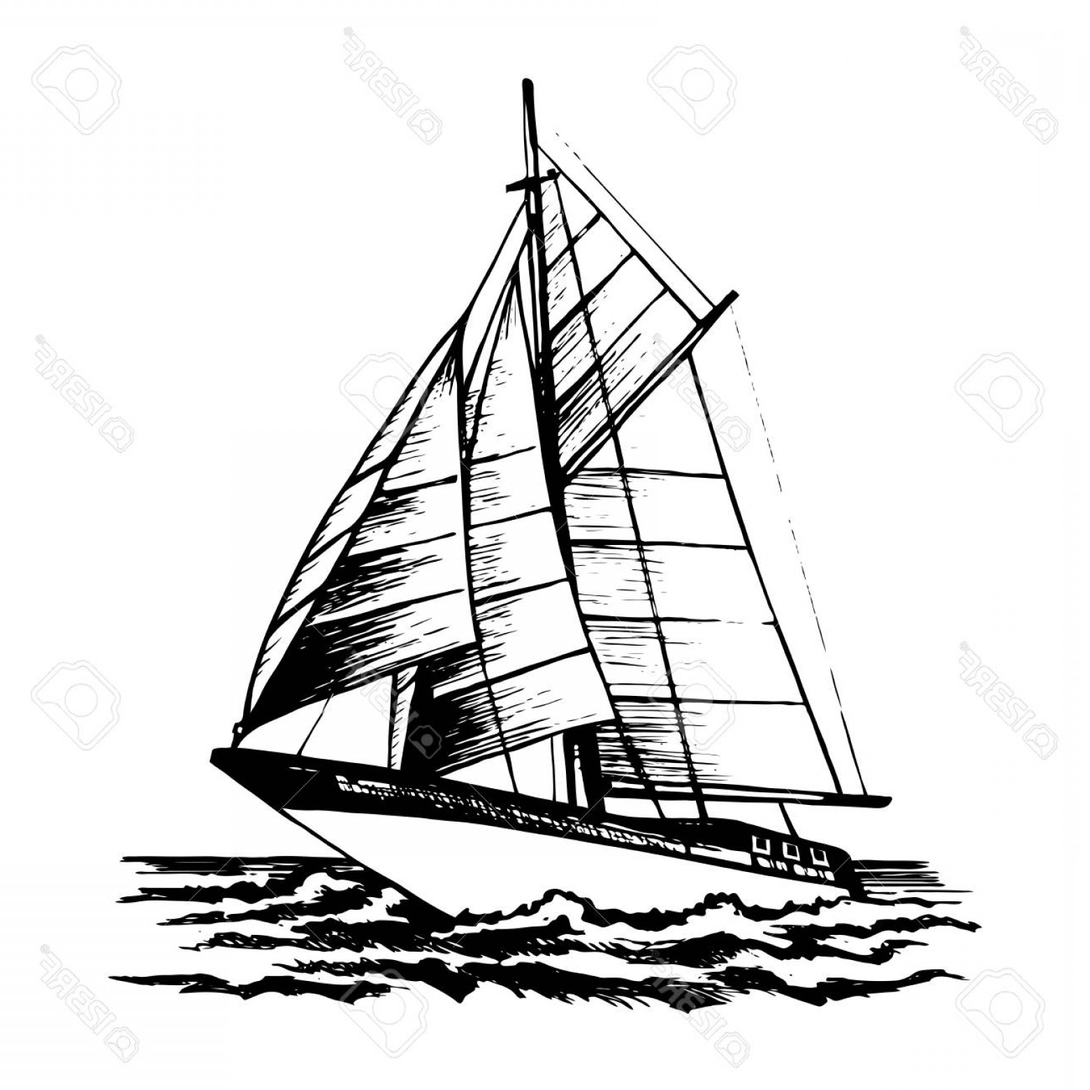 1560x1560 Photostock Vector Sailboat Vector Sketch Isolated And Stylized