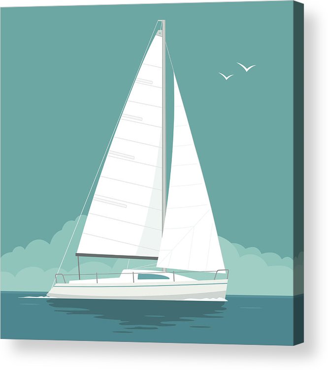 666x750 Sailing Yacht Sailboat Vector Drawn Flat Illustration For Yacht