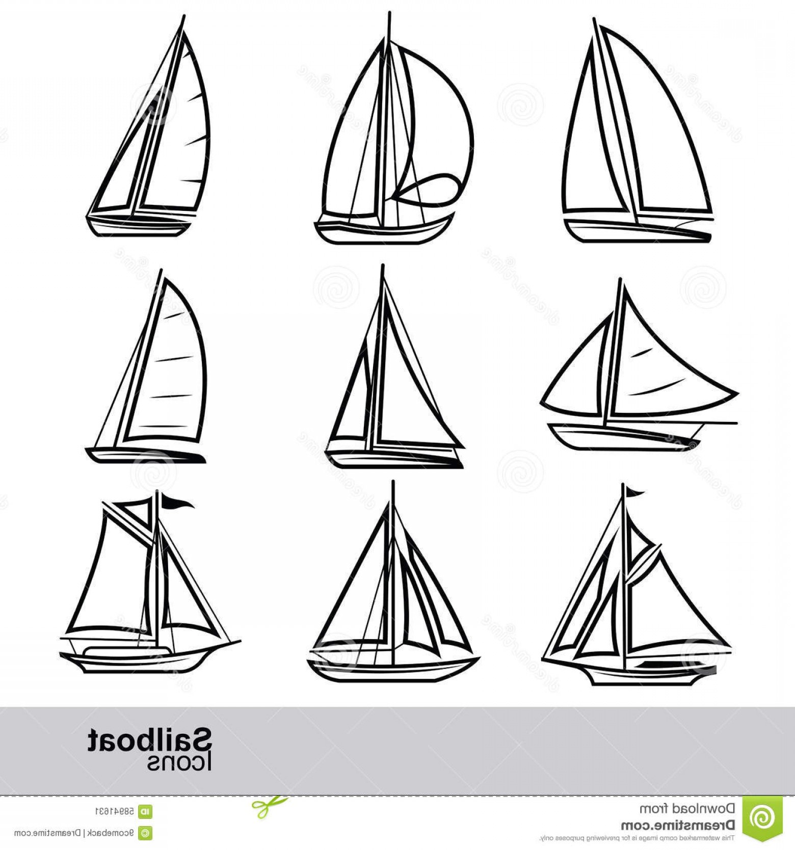 1560x1668 Stock Illustration Sailboat Vector Line Icon Set Illustration