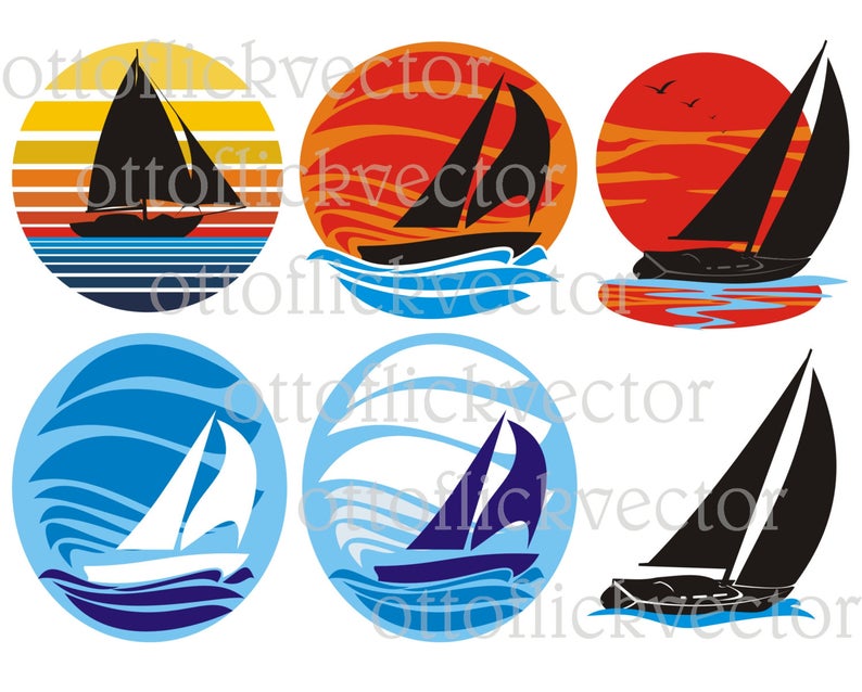 794x638 Sailboat Vector Clipart Sailing Boat Yacht Silhouettes Etsy