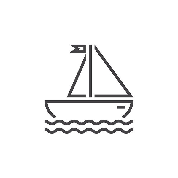 600x600 Sailing Ship Line Icon, Outline Sailboat Vector Logo, Linear