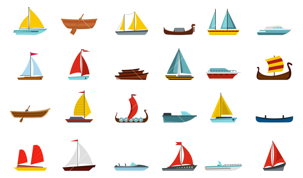 1000x588 Boat Icon Set Flat Set Of Boat Vector Icons For Web Design