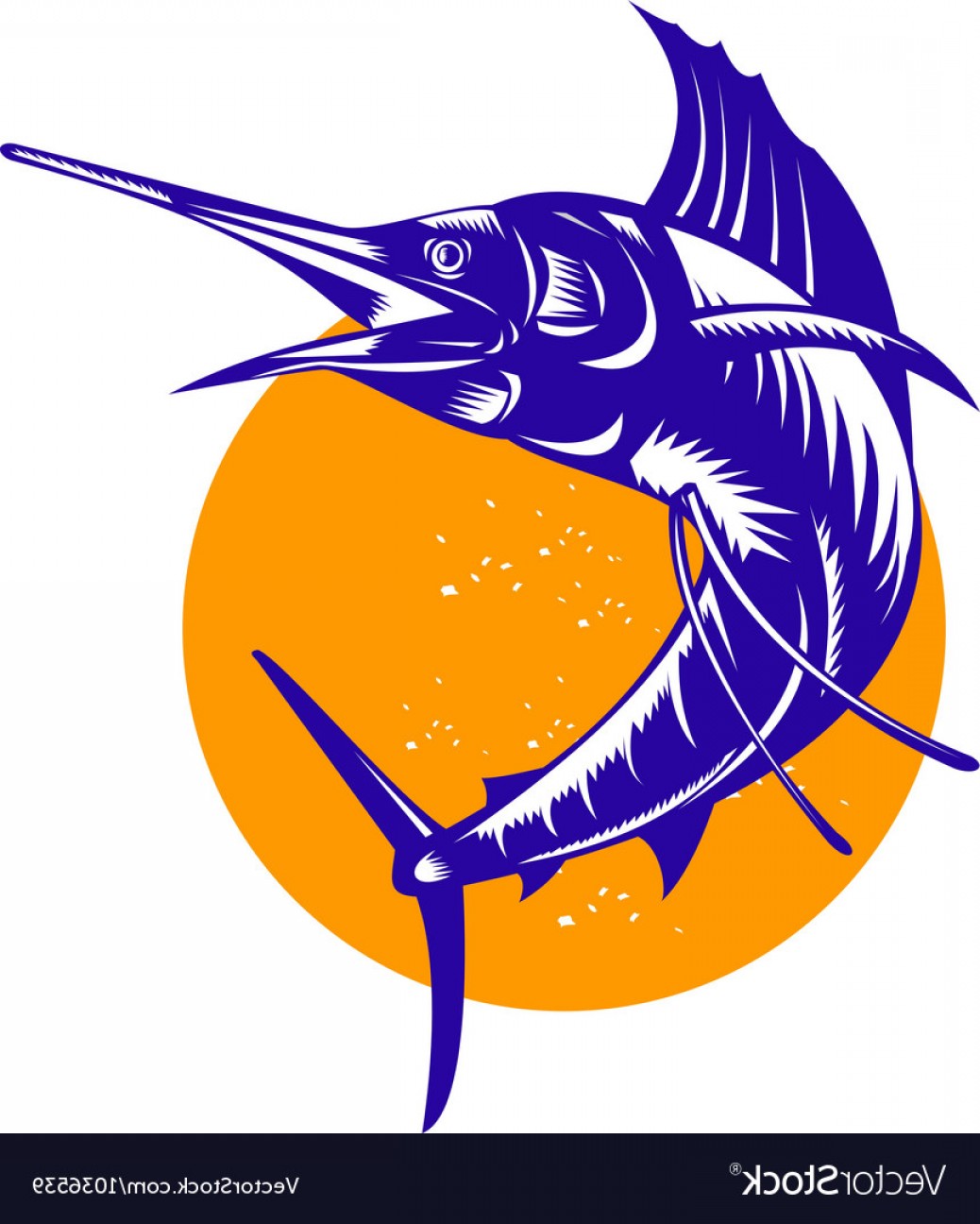 1038x1296 Sailfish Fish Jumping Retro Vector Soidergi