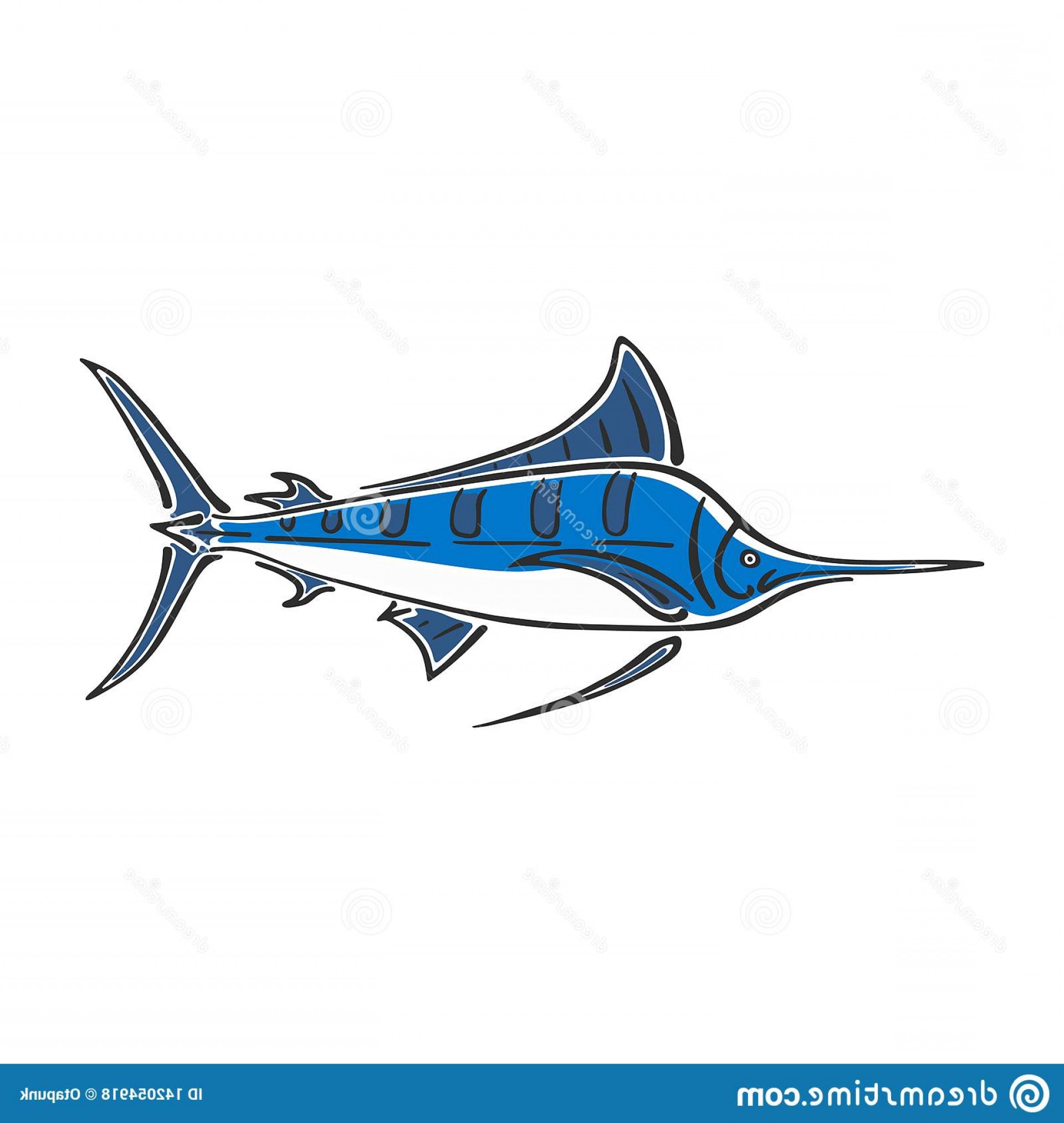 1920x2026 Marlin Sailfish Character Abstract Ink Hand Drawn Vector Logo