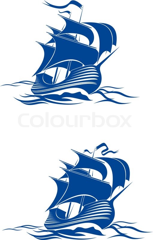 511x800 Sail Ship In Ocean Water For Travel Or Stock Vector Colourbox