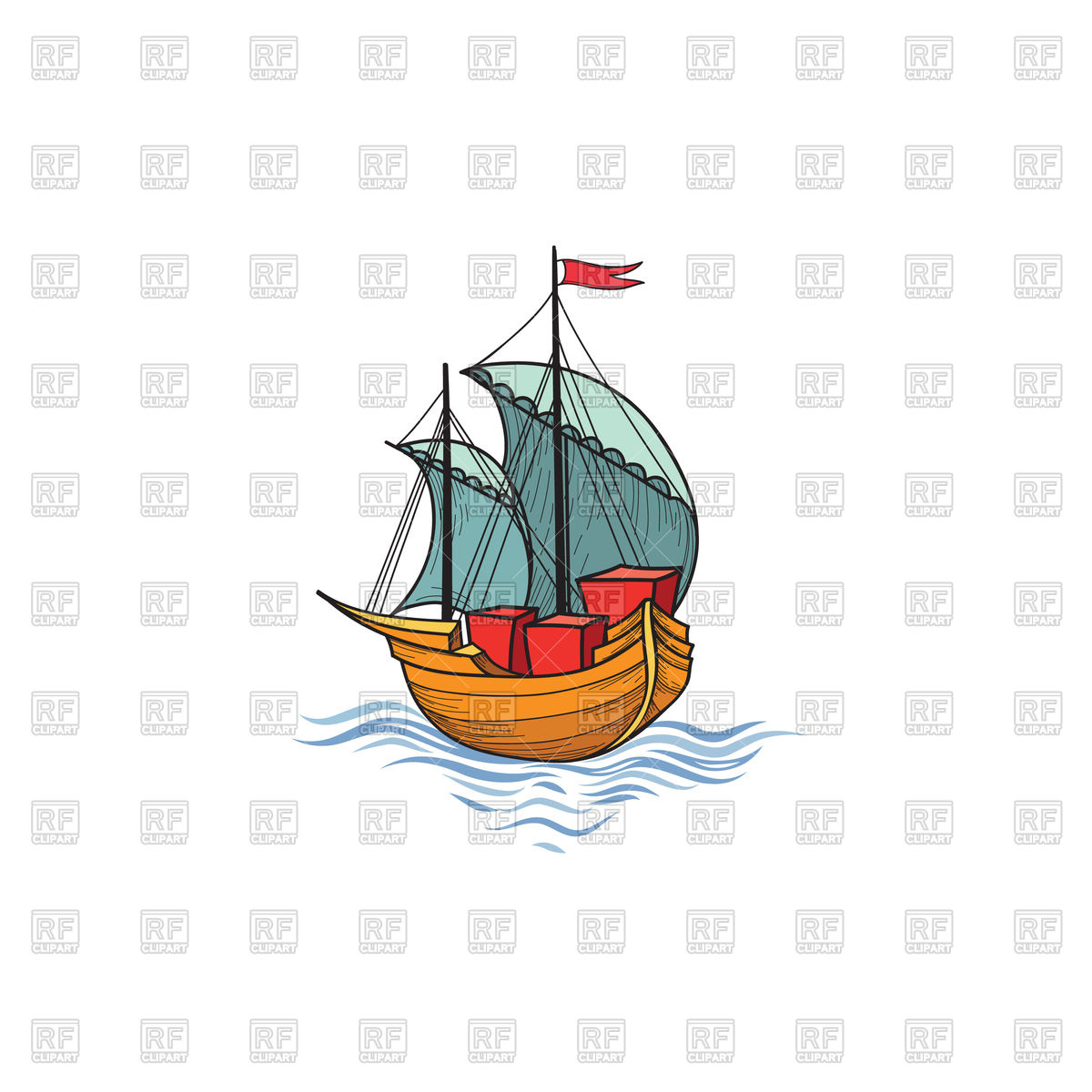 1200x1200 Cartoon Sailing Ship Vector Image Of Transportation Terriana