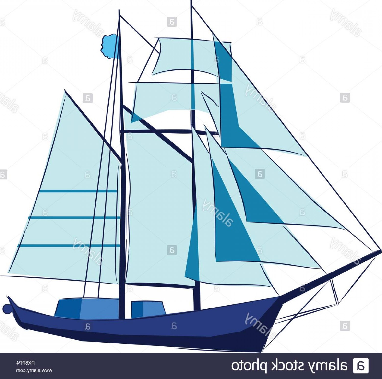 1560x1548 The Tall Blue Sail Ship Vector Illustration Image Handandbeak