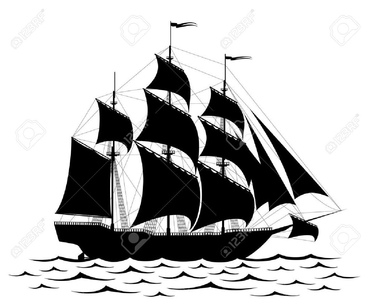 1300x1067 Sailing Ship Silhouette