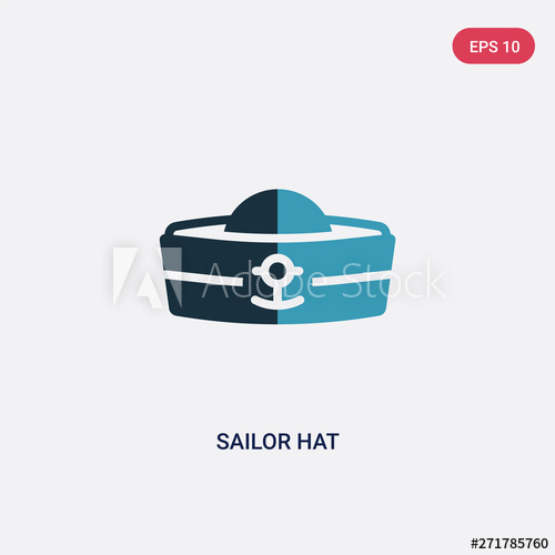 500x500 Two Color Sailor Hat Vector Icon From Nautical Concept Isolated