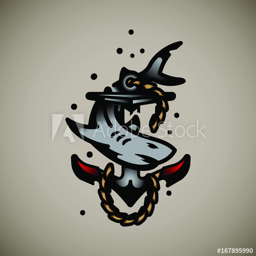 Vintage Retro Sailor Jerry Style Shark And Anchor Logo Vector 500x500 Vintage Retro Sailor Jerry Style Shark And Anchor Logo Vector
