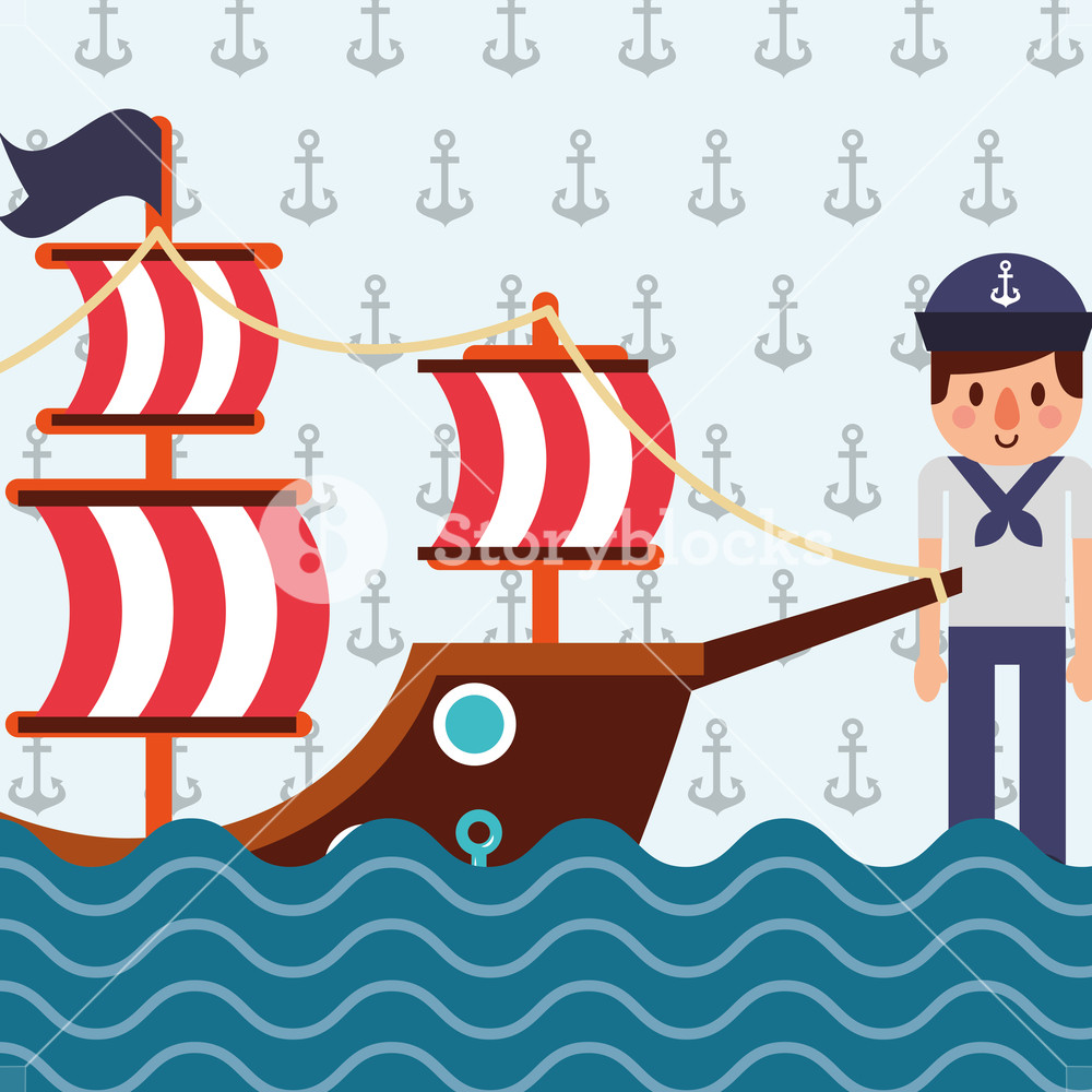 1000x1000 Nautical Maritime Design Ocean Pirate Ship Sailor Vector