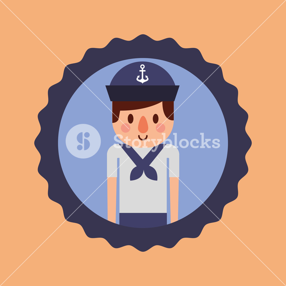 1000x1000 Nautical Maritime Design Sticker Cute Sailor Vector Illustration