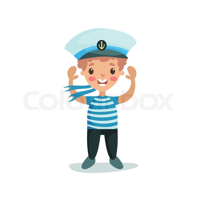 800x800 Cute Happy Little Boy In Sailors Stock Vector Colourbox