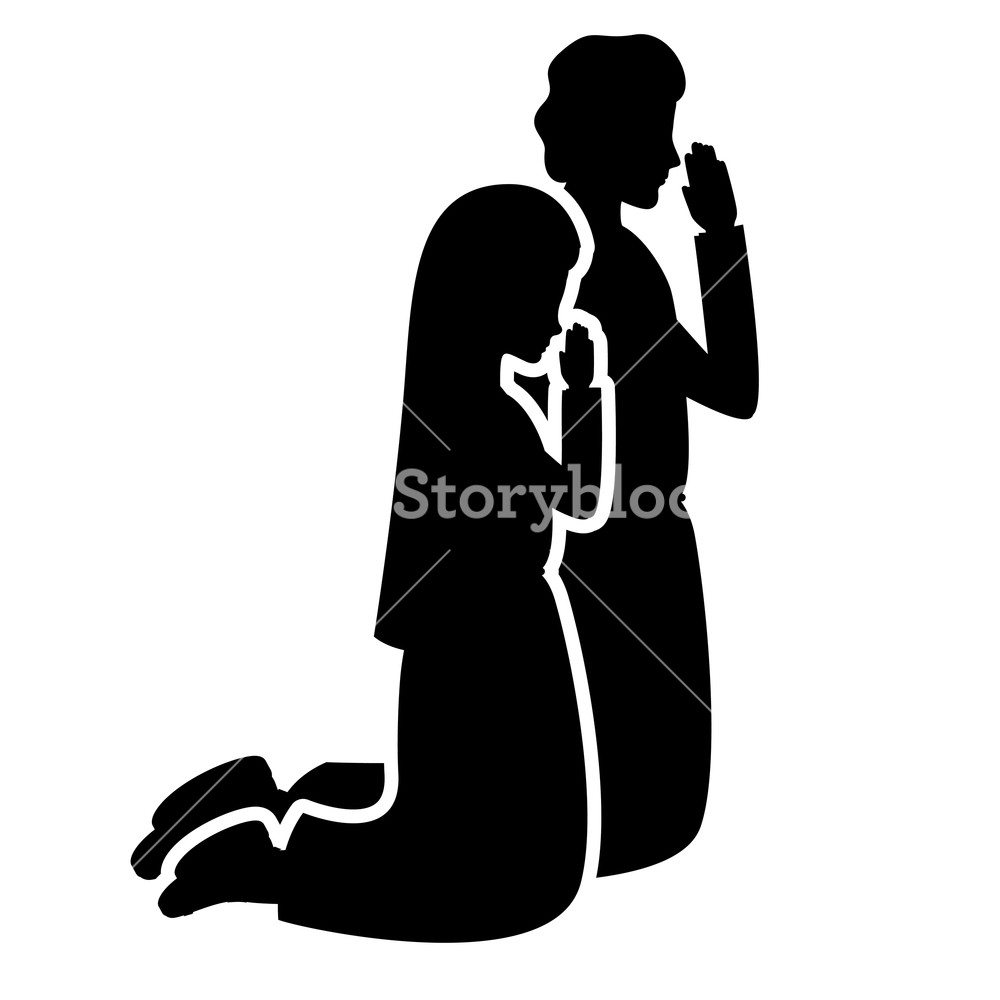Virgin Mary And Saint Joseph Praying Silhouettes Vector 1000x1000 Virgin Mary And Saint Joseph Praying Silhouettes Vector