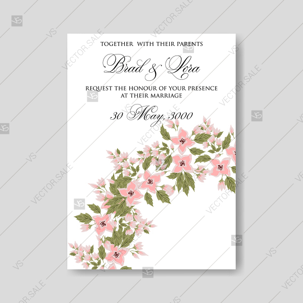 Orange West Indian Jasmine Sakura Flower Wedding Invitation Card 600x600 Orange West Indian Jasmine Sakura Flower Wedding Invitation Card