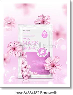Facial Sheet Mask Sachet Package And Sakura Flowers Vector 292x382 Facial Sheet Mask Sachet Package And Sakura Flowers Vector