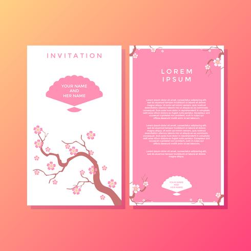 490x490 Sakura Japanese Style Invitation Template Vector