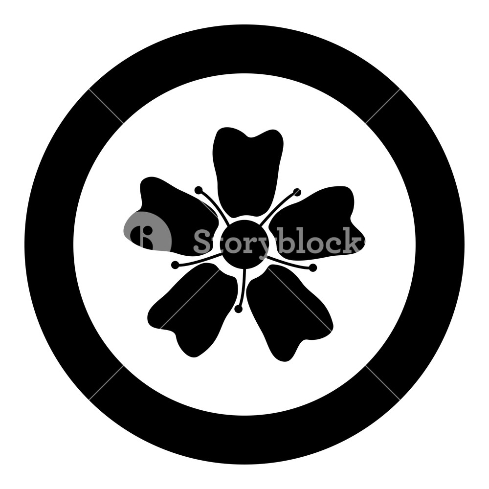 1000x1000 Flower Sakura Icon Black Color In Circle Round Vector Illustration