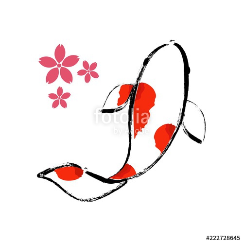 500x500 Koi Logo Zen Logo Sakura And Sakura Flower Stock Image