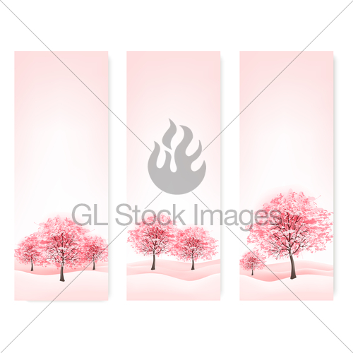 Three Spring Banners With Blossoming Sakura Trees Vector Gl 500x500 Three Spring Banners With Blossoming Sakura Trees Vector Gl
