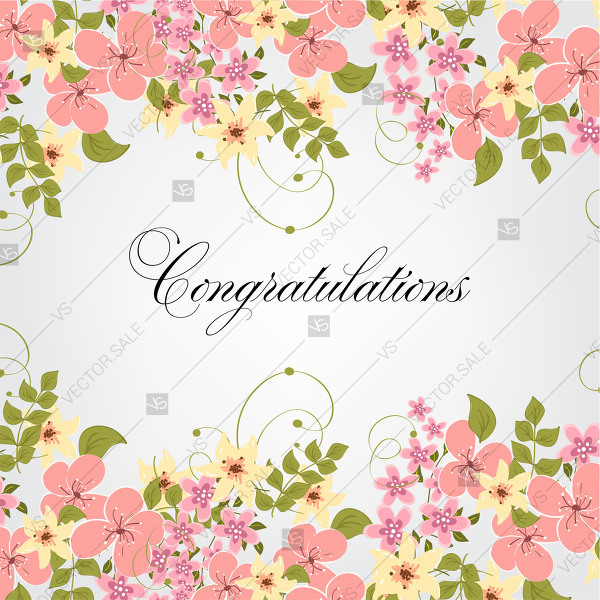 600x600 Pink Rustic Ornament Floral Sakura Vector Marriage Invitation