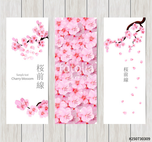 500x468 Set Of Greeting And Invitation Card With Cherry Blossom Spring