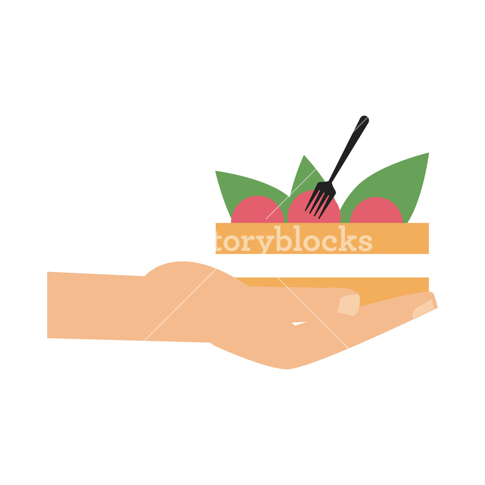 1000x1000 Hand Holding Salad In Bowl Vector Illustration Graphic Design