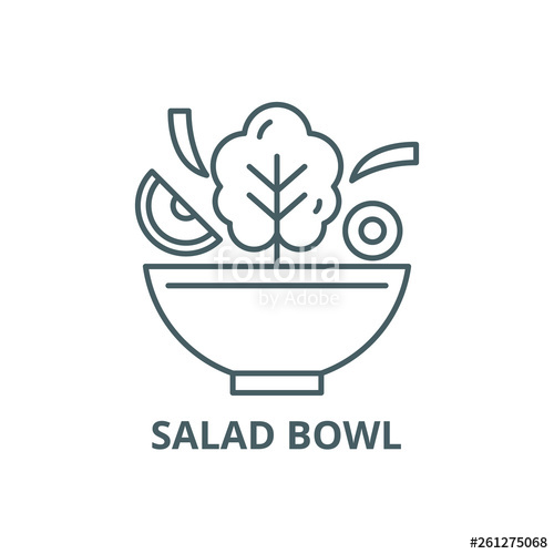 500x500 Bowl Of Salad Line Icon, Vector Bowl Of Salad Outline Sign