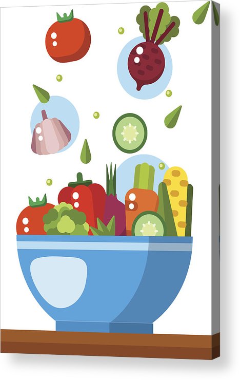468x740 Salad Vector Illustration Salad Bowl In Flat Style Acrylic Print