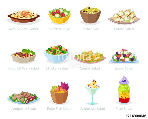 500x401 Salad Vector Healthy Food With Fresh Vegetables Tomato Or Potato