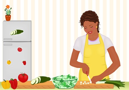 450x315 Beautiful African Woman Cooking Fresh Salad
