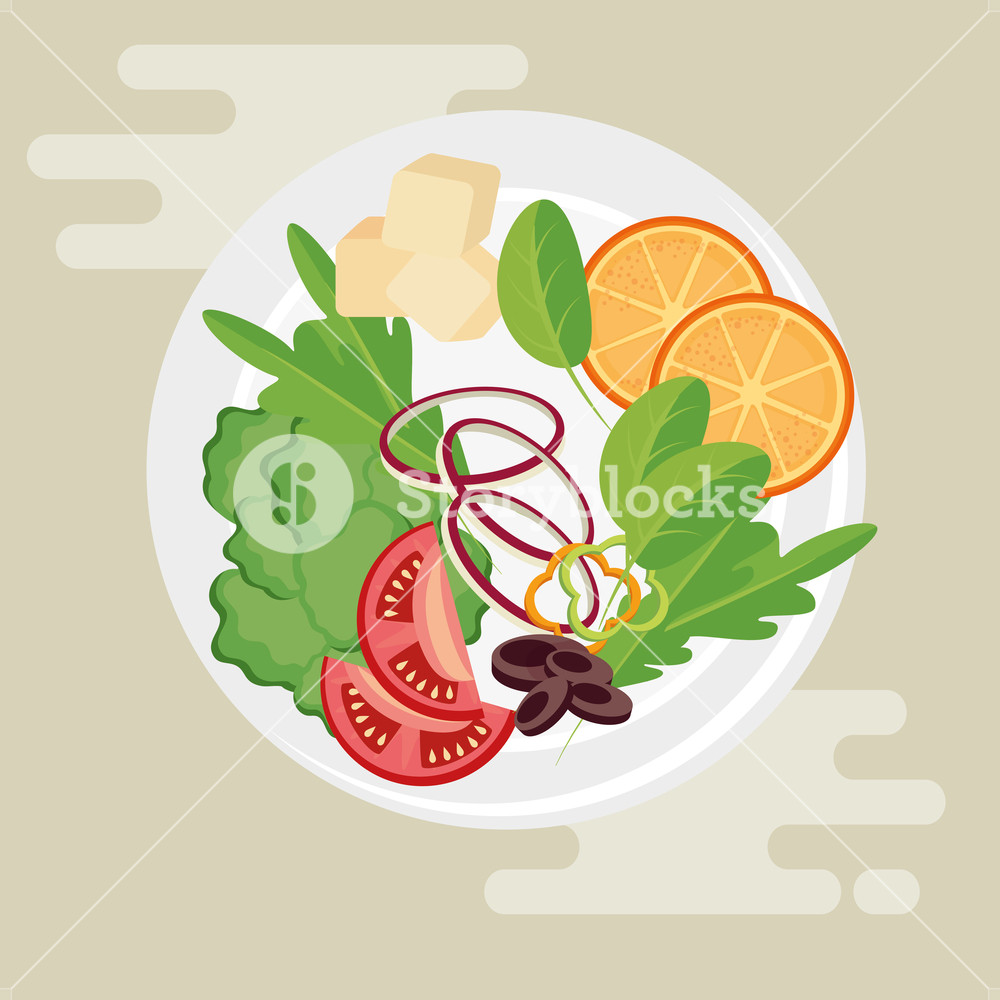 1000x1000 Dish With Healthy Food Salad Vector Illustration Design Royalty