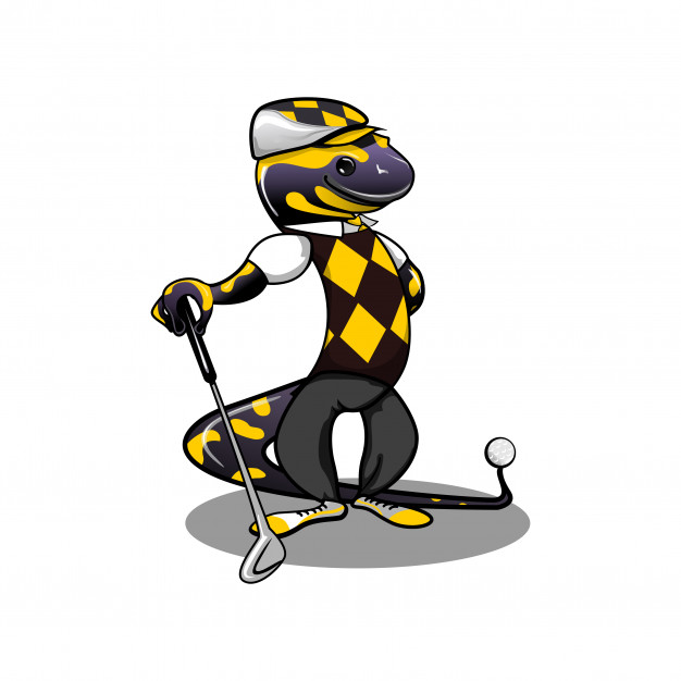 626x626 Fire Salamander Golfer Vector Premium Download