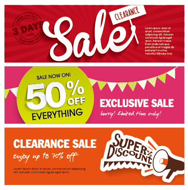 388x392 Flat Styles Sale Banners Vector Set Free Download