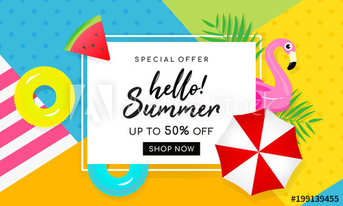 500x300 Summer Sale Banner Vector Illustration Beach Umbrella With Summer