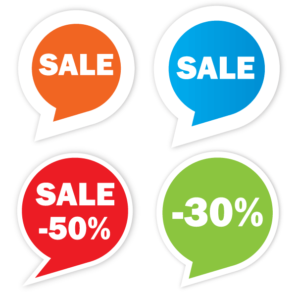 600x590 Free Sale Sticker Vector Set