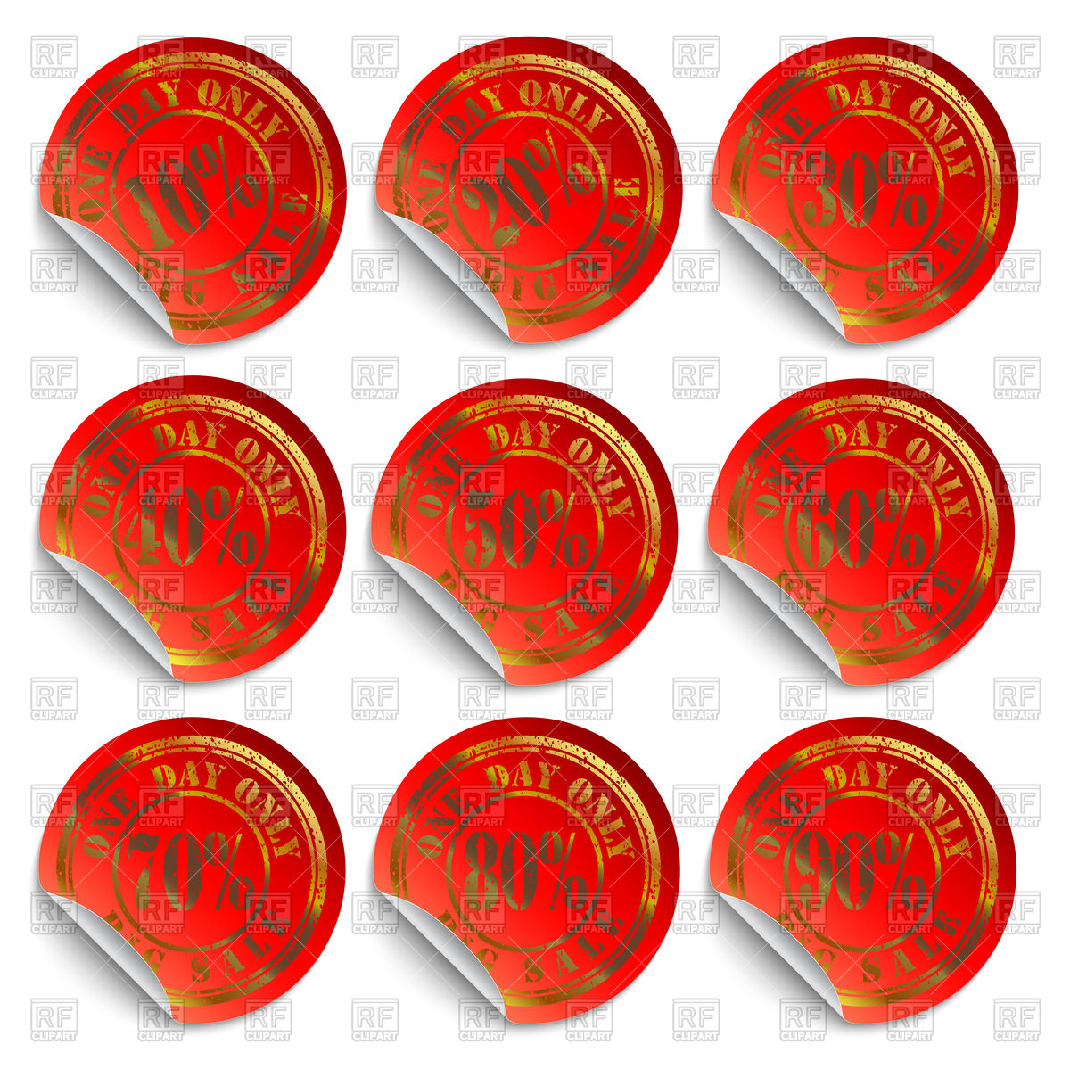 1200x1199 Red One Day Sale Stickers Vector Image Of Design Elements
