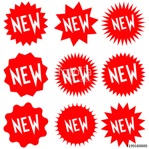 500x500 Red Promotion Labels With Word New Set Of Discount Tag