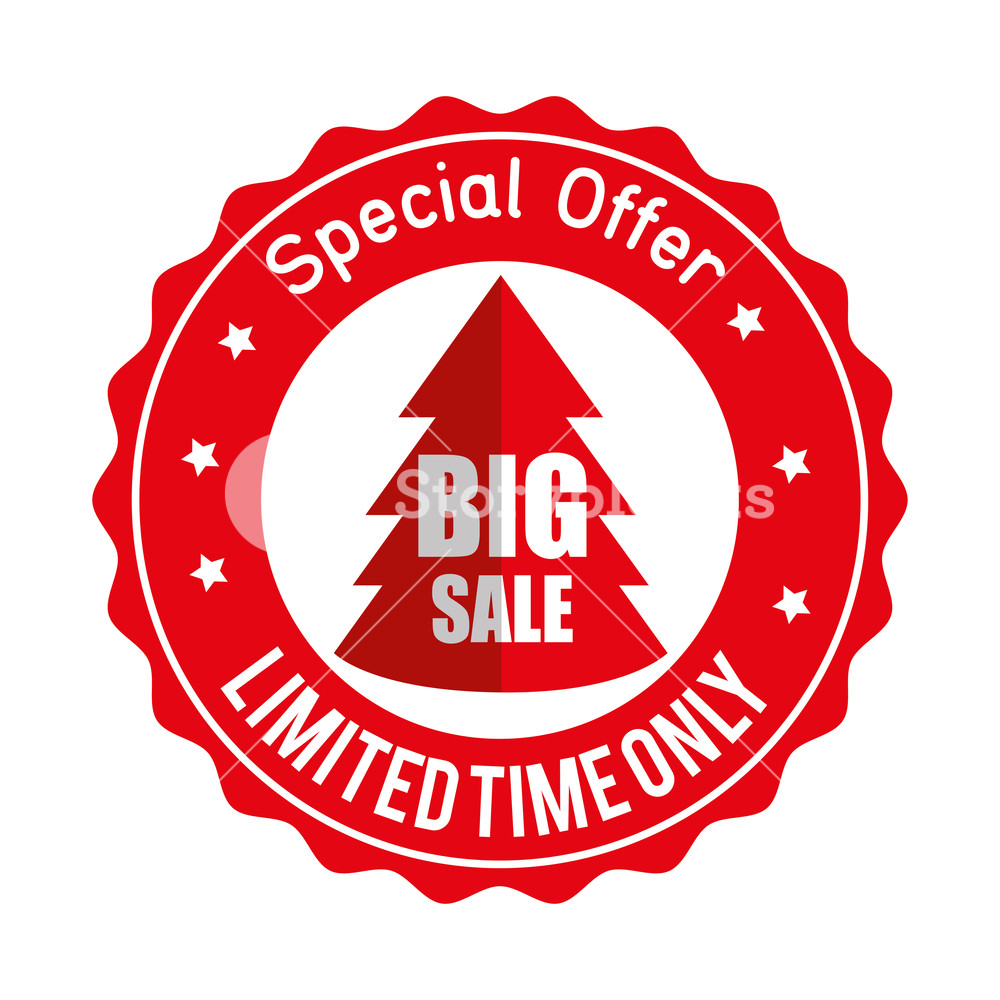 1000x1000 Christmas Big Sale Special Offer Sticker Vector Illustration