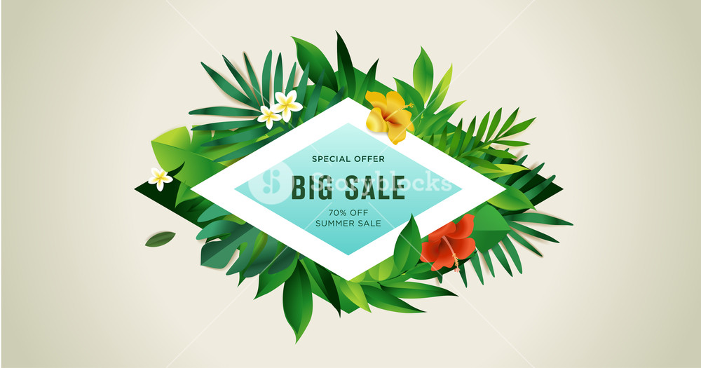 1000x525 Summer Sale Vector Illustration For Mobile And Social Media Banner