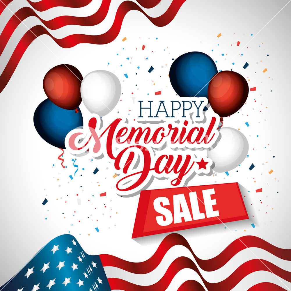 1000x1000 Happy Memorial Day Sale Vector Illustration Design Royalty Free